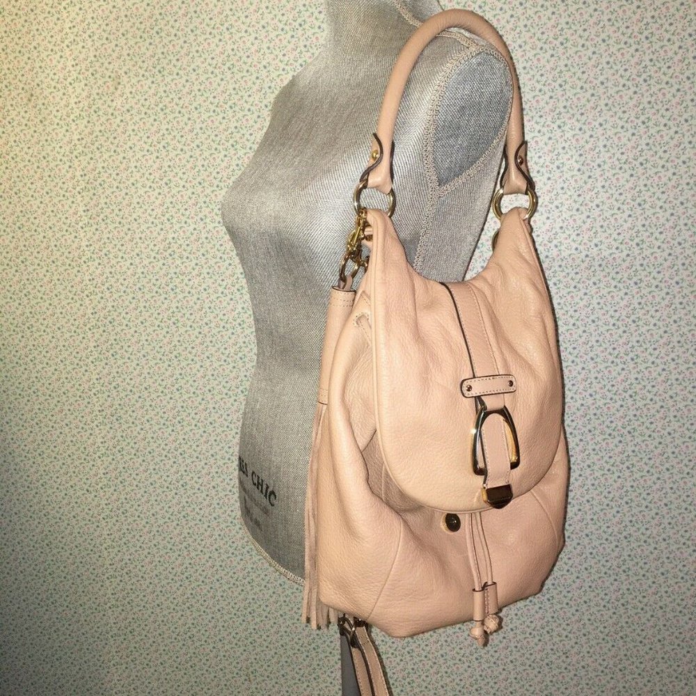 G.I.L.I (QVC) Beige Soft Pebble Leather Handbag - Picture 4 of 11